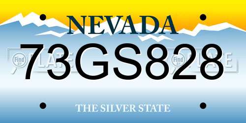 73GS828 Nevada License Plate