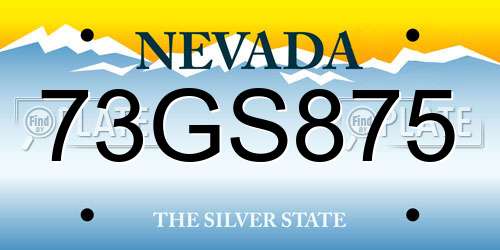73GS875 Nevada License Plate