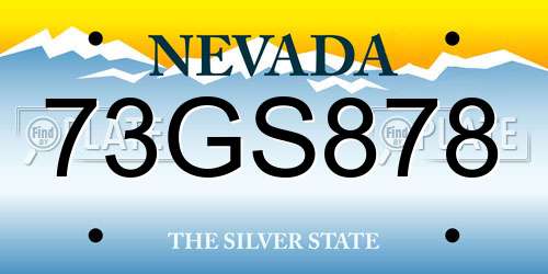 73GS878 Nevada License Plate