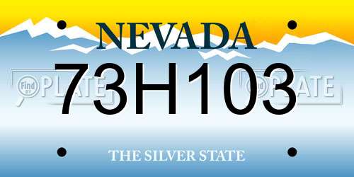 73H103 Nevada License Plate