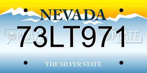 73LT971 Nevada License Plate