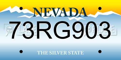 73RG903 Nevada License Plate