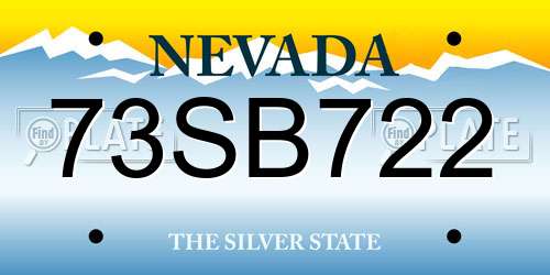 73SB722 Nevada License Plate