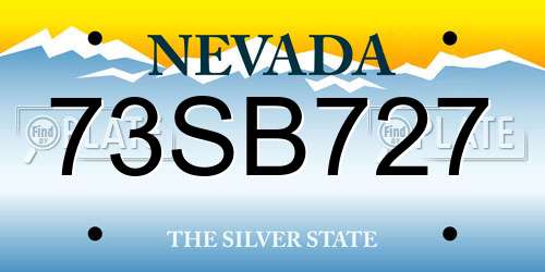 73SB727 Nevada License Plate