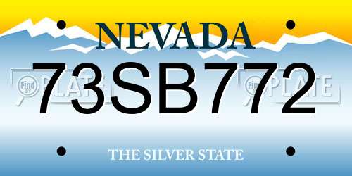 73SB772 Nevada License Plate