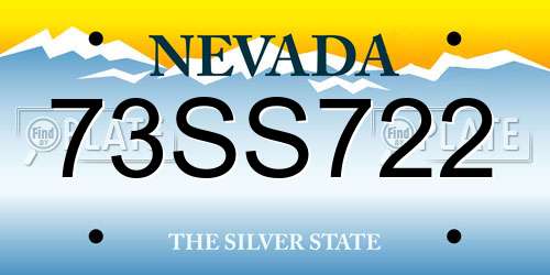 73SS722 Nevada License Plate