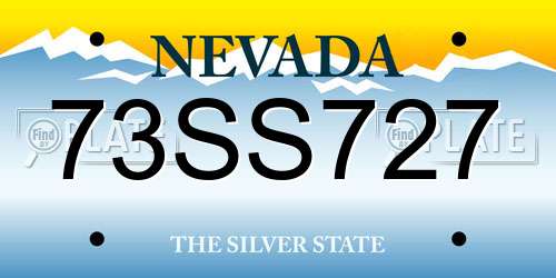 73SS727 Nevada License Plate