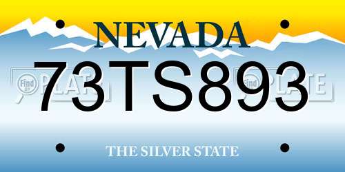 73TS893 Nevada License Plate