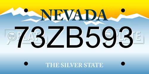 73ZB593 Nevada License Plate