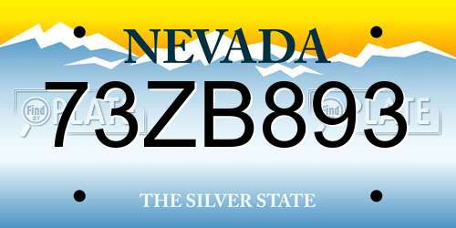 73ZB893 Nevada License Plate