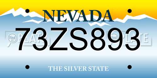 73ZS893 Nevada License Plate