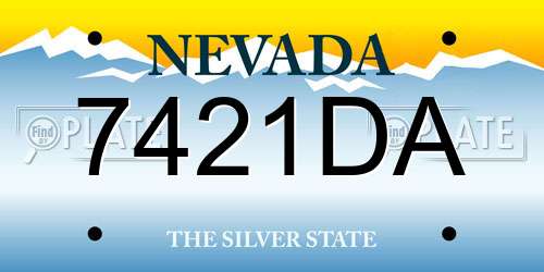 7421DA Nevada License Plate