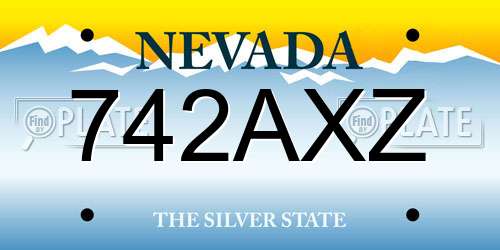 742AXZ Nevada License Plate