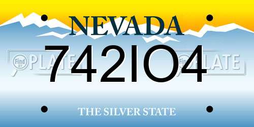 742IO4 Nevada License Plate