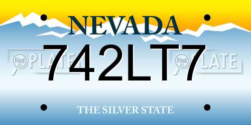 742LT7 Nevada License Plate