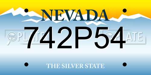 742P54 Nevada License Plate
