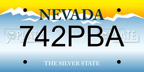 742PBA Nevada License Plate