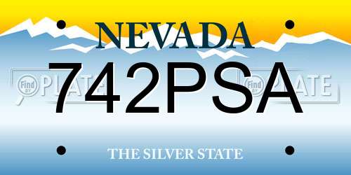 742PSA Nevada License Plate