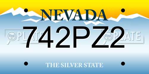 742PZ2 Nevada License Plate