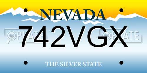 742VGX Nevada License Plate