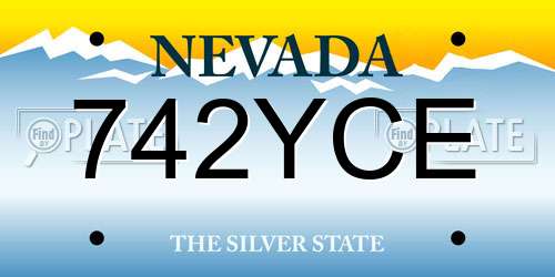 742YCE Nevada License Plate