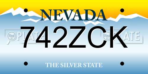 742ZCK Nevada License Plate