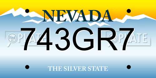 743GR7 Nevada License Plate