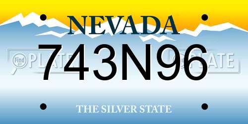 743N96 Nevada License Plate