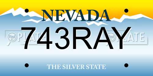 743RAY Nevada License Plate