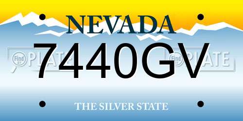 7440GV Nevada License Plate