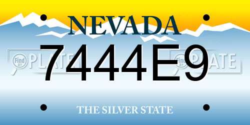 7444E9 Nevada License Plate