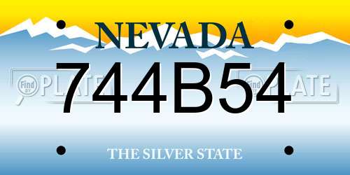 744B54 Nevada License Plate