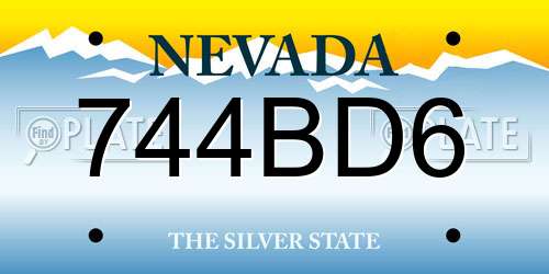744BD6 Nevada License Plate
