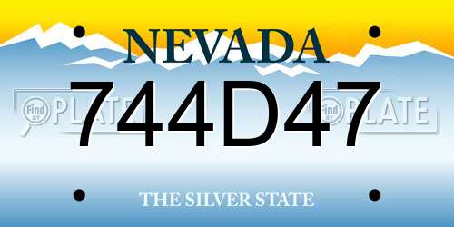 744D47 Nevada License Plate