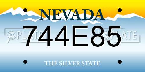 744E85 Nevada License Plate