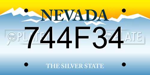 744F34 Nevada License Plate