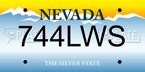 744LWS Nevada License Plate