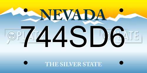 744SD6 Nevada License Plate