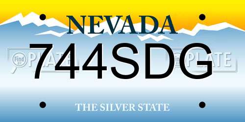 744SDG Nevada License Plate