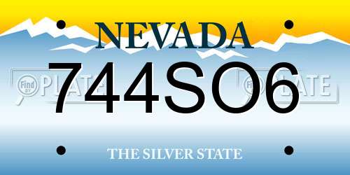 744SO6 Nevada License Plate