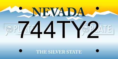 744TY2 Nevada License Plate