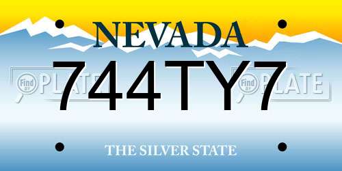 744TY7 Nevada License Plate