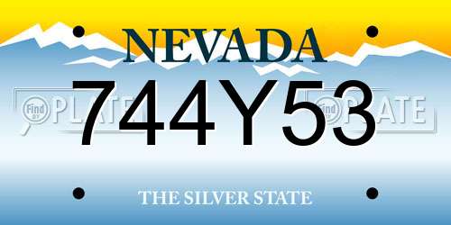 744Y53 Nevada License Plate