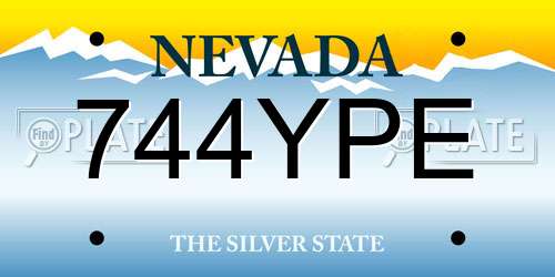 744YPE Nevada License Plate