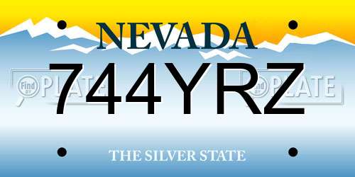 744YRZ Nevada License Plate