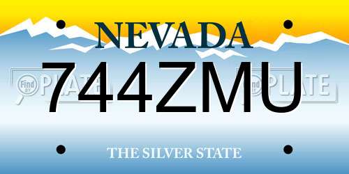 744ZMU Nevada License Plate