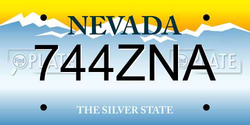 744ZNA Nevada License Plate