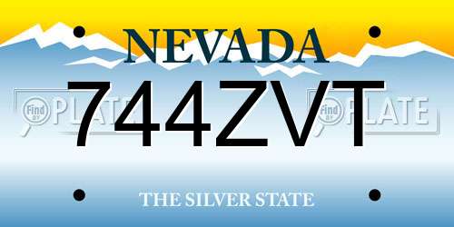 744ZVT Nevada License Plate