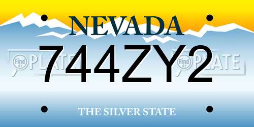 744ZY2 Nevada License Plate