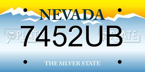 7452UB Nevada License Plate